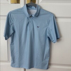 Boys Size M Vineyard Vines Performance Golf Shirt Baseball Pattern